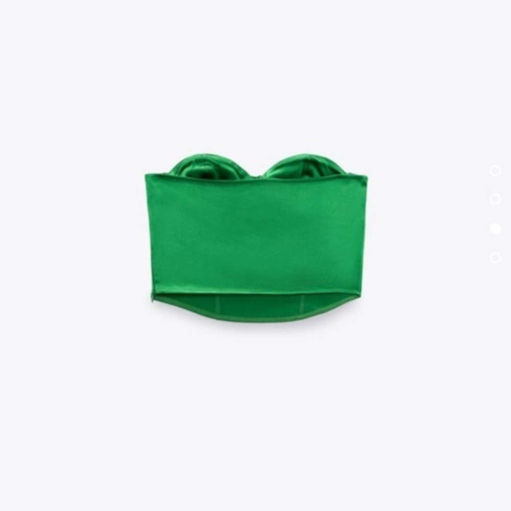 New Zara | Green Satin Effect Corset Crop Top - Picture 15 of 17